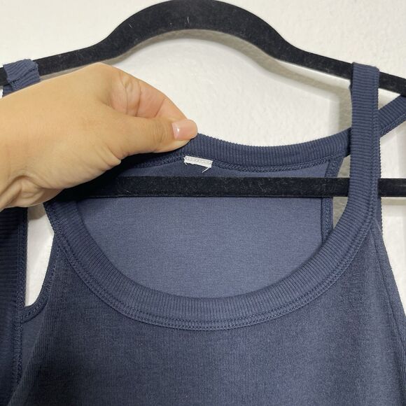 Anthropologie Daily Practice Midi Dress Large Tank Blue Strappy Sleeveless Ruche - Picture 4 of 12